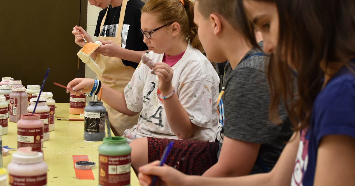 Kids doing a craft