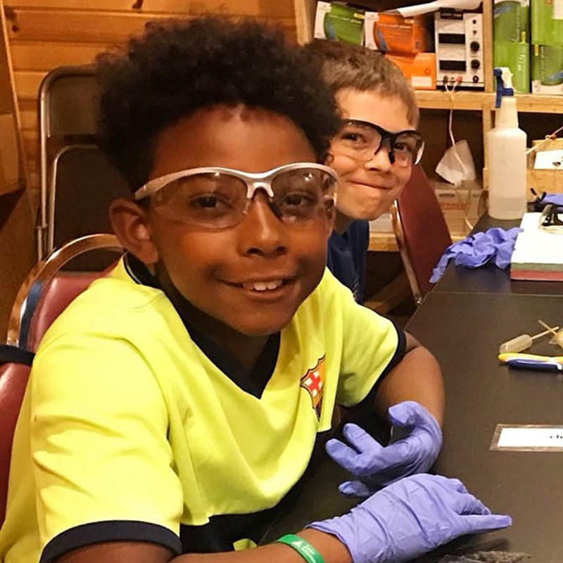 Kids working on chemistry project