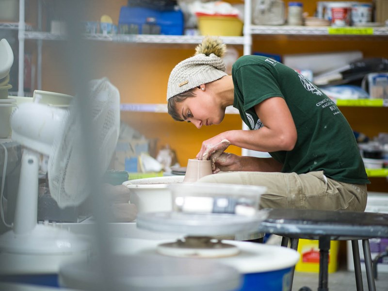 Ceramic artist working