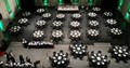 tables on stage in the auditorium