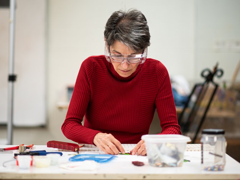 Woman working with glass