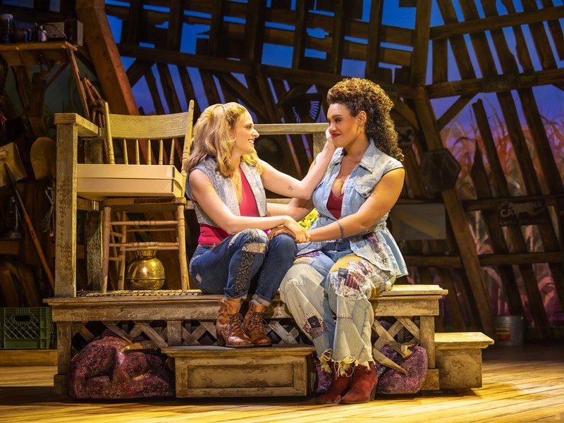 Danielle Wade as Maizy and Miki Abraham as Lulu in The North American Tour of SHUCKED
