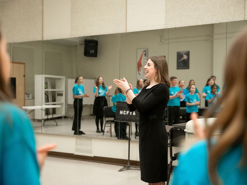 Anna Doering leading a practice