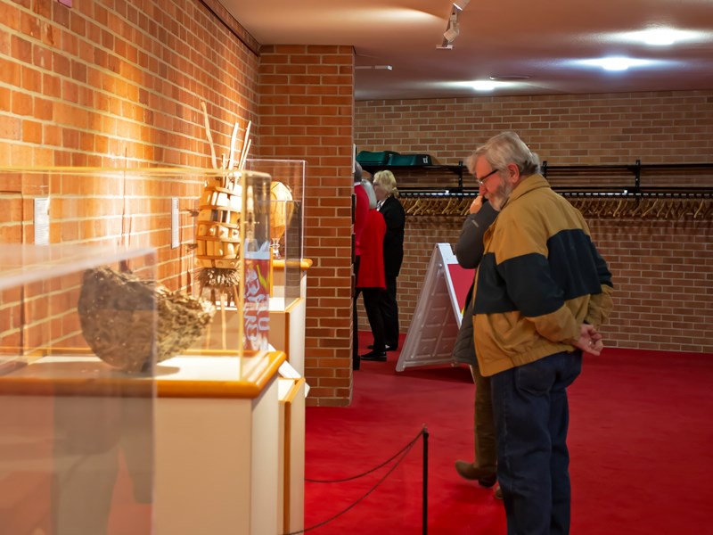 Person enjoying art exhibit